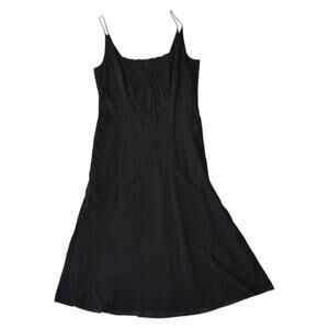 J Crew Black Cotton Slip Dress Size 4 Lace Trim Spaghetti Strap